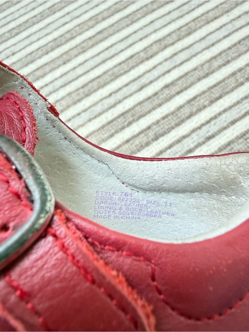L'Amour Red Leather T-Strap Kids Dress Shoes